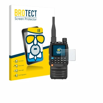 Parte frontal de un envase de producto con el logotipo de la marca BROTECT. Al lado se muestra el dispositivo Tidradio TD-H3 c