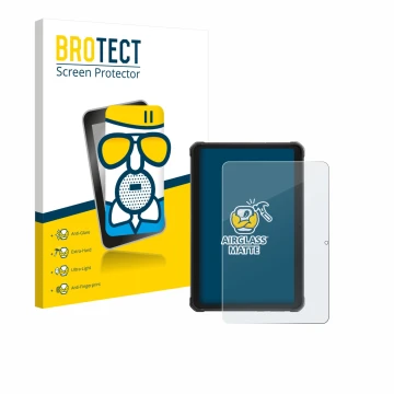 Parte frontal de un envase de producto con el logotipo de la marca BROTECT. Al lado se muestra el dispositivo Hotwav R10 Pro c