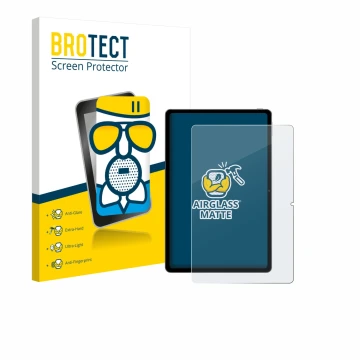 Parte frontal de un envase de producto con el logotipo de la marca BROTECT. Al lado se muestra el dispositivo Xiaomi Redmi Pad