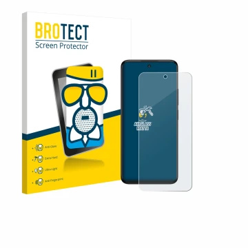 Parte frontal de un envase de producto con el logotipo de la marca BROTECT. Al lado se muestra el dispositivo TCL 60 5G con su