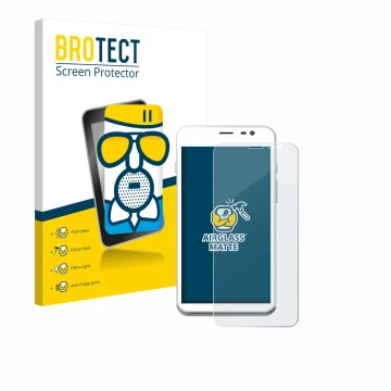 Parte frontal de un envase de producto con el logotipo de la marca BROTECT. Al lado se muestra el dispositivo Pax CCV Fly A77 