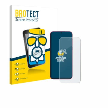 Parte frontal de un envase de producto con el logotipo de la marca BROTECT. Al lado se muestra el dispositivo Huawei Pura 80 c