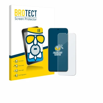 Parte frontal de un envase de producto con el logotipo de la marca BROTECT. Al lado se muestra el dispositivo Huawei Pura 80 U