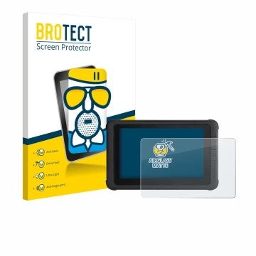 Parte frontal de un envase de producto con el logotipo de la marca BROTECT. Al lado se muestra el dispositivo Webfleet PRO 847