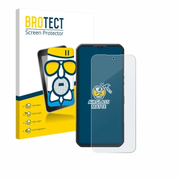 Parte frontal de un envase de producto con el logotipo de la marca BROTECT. Al lado se muestra el dispositivo Oukitel WP55 Pro