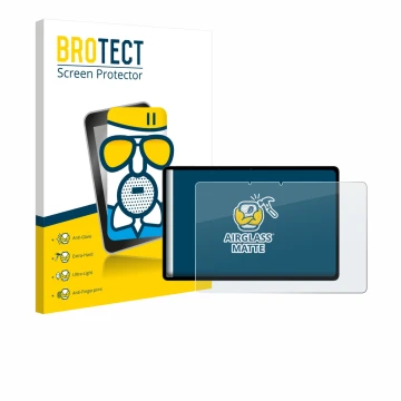 Parte frontal de un envase de producto con el logotipo de la marca BROTECT. Al lado se muestra el dispositivo Oppo Pad SE con 