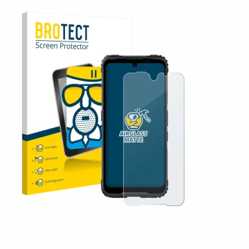 Parte frontal de un envase de producto con el logotipo de la marca BROTECT. Al lado se muestra el dispositivo Hammer Blade 5G 