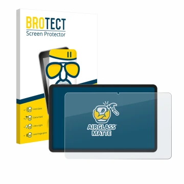 Parte frontal de un envase de producto con el logotipo de la marca BROTECT. Al lado se muestra el dispositivo Doogee V Pad 12