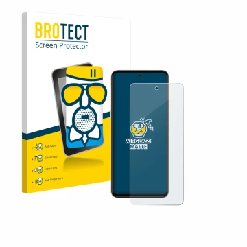 Parte frontal de un envase de producto con el logotipo de la marca BROTECT. Al lado se muestra el dispositivo Nubia Neo 3 con 