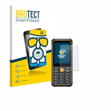 Parte frontal de un envase de producto con el logotipo de la marca BROTECT. Al lado se muestra el dispositivo Ulefone Armor Mi