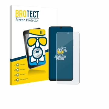 Parte frontal de un envase de producto con el logotipo de la marca BROTECT. Al lado se muestra el dispositivo Blackview Shark 