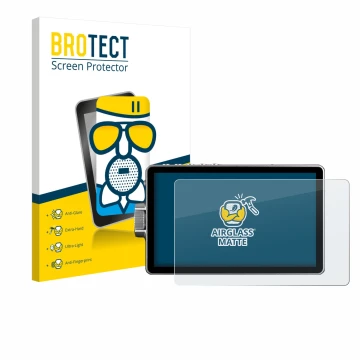 Parte frontal de un envase de producto con el logotipo de la marca BROTECT. Al lado se muestra el dispositivo Viltrox DC-A1 28