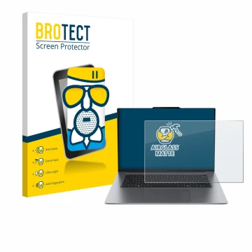 Parte frontal de un envase de producto con el logotipo de la marca BROTECT. Al lado se muestra el dispositivo Lenovo ThinkPad 