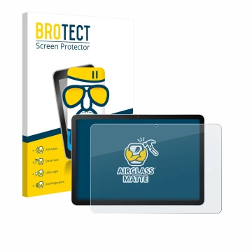 Parte frontal de un envase de producto con el logotipo de la marca BROTECT. Al lado se muestra el dispositivo Wacom MovinkPad 