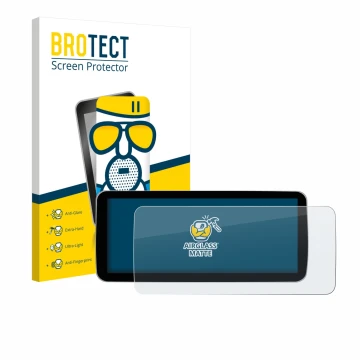 Parte frontal de un envase de producto con el logotipo de la marca BROTECT. Al lado se muestra el dispositivo Ninetom Car Radi