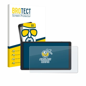 Parte frontal de un envase de producto con el logotipo de la marca BROTECT. Al lado se muestra el dispositivo Feelworld CUT6 6