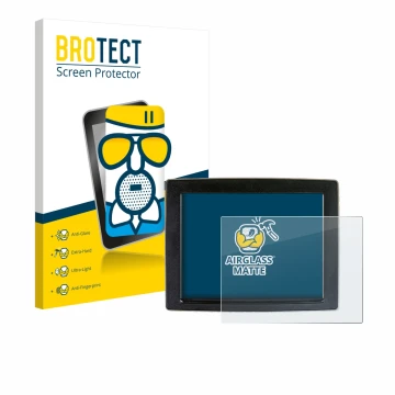 Parte frontal de un envase de producto con el logotipo de la marca BROTECT. Al lado se muestra el dispositivo John Deere Green