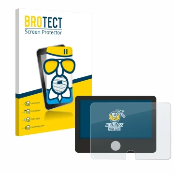 Parte frontal de un envase de producto con el logotipo de la marca BROTECT. Al lado se muestra el dispositivo Dynavin D9-DCX P