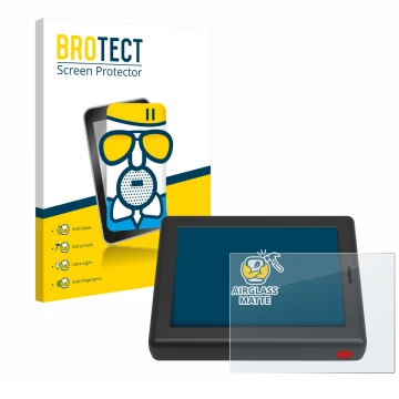 Parte frontal de un envase de producto con el logotipo de la marca BROTECT. Al lado se muestra el dispositivo XC Tracer Maxx I