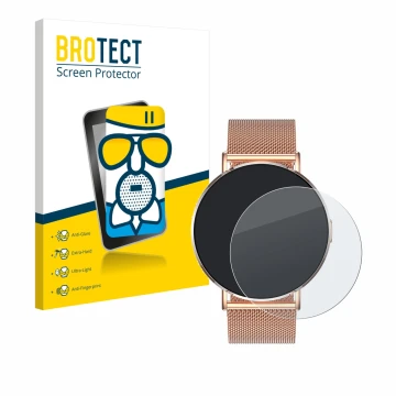 Parte frontal de un envase de producto con el logotipo de la marca BROTECT. Al lado se muestra el dispositivo Levowatch Eve 1.