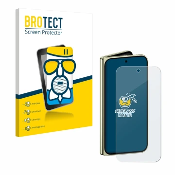 Parte frontal de un envase de producto con el logotipo de la marca BROTECT. Al lado se muestra el dispositivo Google Pixel 10 