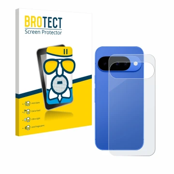 Parte frontal de un envase de producto con el logotipo de la marca BROTECT. Al lado se muestra el dispositivo Google Pixel 10 