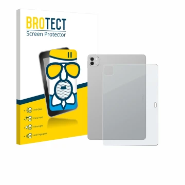 Parte frontal de un envase de producto con el logotipo de la marca BROTECT. Al lado se muestra el dispositivo Honor Magicpad 3