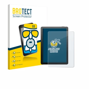 Parte frontal de un envase de producto con el logotipo de la marca BROTECT. Al lado se muestra el dispositivo Bigme B6 Color c