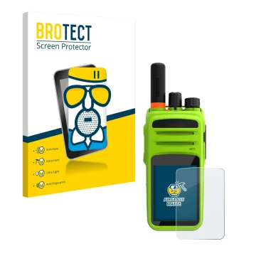 Parte frontal de un envase de producto con el logotipo de la marca BROTECT. Al lado se muestra el dispositivo Talkpod N58 Plus