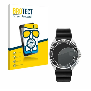 Parte frontal de un envase de producto con el logotipo de la marca BROTECT. Al lado se muestra el dispositivo Seiko Prospex SR