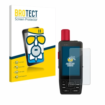 Parte frontal de un envase de producto con el logotipo de la marca BROTECT. Al lado se muestra el dispositivo Garmin GPSMAP H1