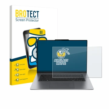 Parte frontal de un envase de producto con el logotipo de la marca BROTECT. Al lado se muestra el dispositivo Lenovo ThinkPad 