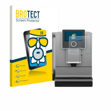 Parte frontal de un envase de producto con el logotipo de la marca BROTECT. Al lado se muestra el dispositivo Nivona NICR 970 