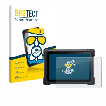 Parte frontal de un envase de producto con el logotipo de la marca BROTECT. Al lado se muestra el dispositivo iCarsoft CR Eagl