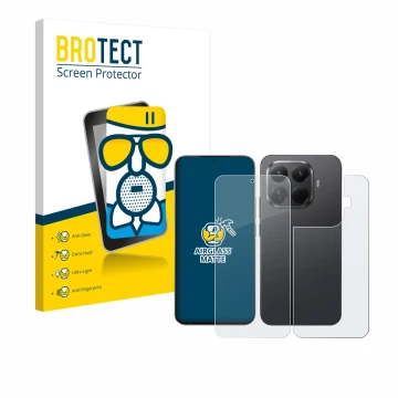 Parte frontal de un envase de producto con el logotipo de la marca BROTECT. Al lado se muestra el dispositivo Xiaomi 15T Pro (