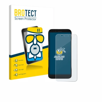 Parte frontal de un envase de producto con el logotipo de la marca BROTECT. Al lado se muestra el dispositivo Datalogic Memor 