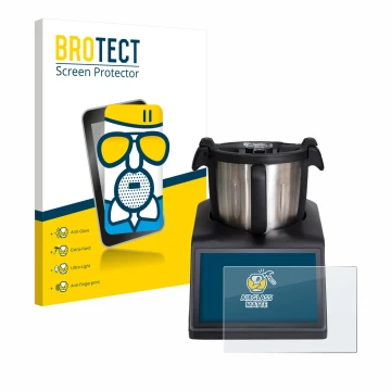 Parte frontal de un envase de producto con el logotipo de la marca BROTECT. Al lado se muestra el dispositivo Ufesa TotalChef 