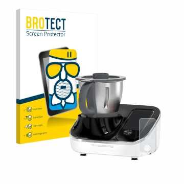 Parte frontal de un envase de producto con el logotipo de la marca BROTECT. Al lado se muestra el dispositivo TOKIT Omni Cook 