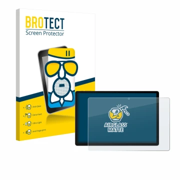 Parte frontal de un envase de producto con el logotipo de la marca BROTECT. Al lado se muestra el dispositivo Doogee U13 con s