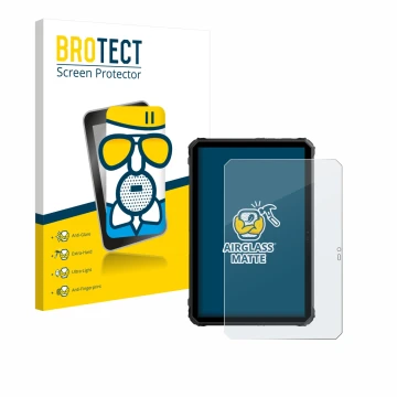 Parte frontal de un envase de producto con el logotipo de la marca BROTECT. Al lado se muestra el dispositivo Blackview Active