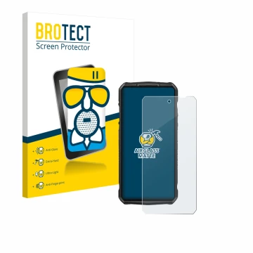 Parte frontal de un envase de producto con el logotipo de la marca BROTECT. Al lado se muestra el dispositivo Ulefone 29 pro c