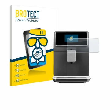 Parte frontal de un envase de producto con el logotipo de la marca BROTECT. Al lado se muestra el dispositivo WMF Perfection 8