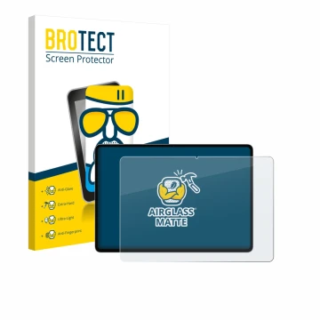 Parte frontal de un envase de producto con el logotipo de la marca BROTECT. Al lado se muestra el dispositivo Honor Magicpad 3