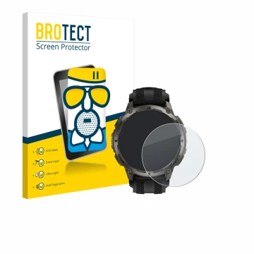 Parte frontal de un envase de producto con el logotipo de la marca BROTECT. Al lado se muestra el dispositivo Kospet Tank T4 c