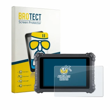 Parte frontal de un envase de producto con el logotipo de la marca BROTECT. Al lado se muestra el dispositivo Autel MaxiSys MS