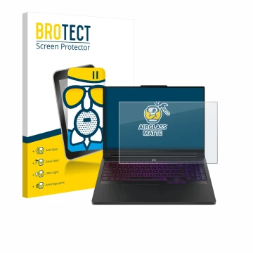 Parte frontal de un envase de producto con el logotipo de la marca BROTECT. Al lado se muestra el dispositivo Lenovo Legion Pr