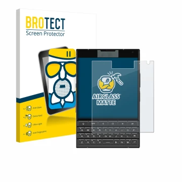 Parte frontal de un envase de producto con el logotipo de la marca BROTECT. Al lado se muestra el dispositivo Unihertz Titan 2