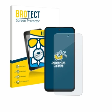 Parte frontal de un envase de producto con el logotipo de la marca BROTECT. Al lado se muestra el dispositivo Oukitel C69 con 