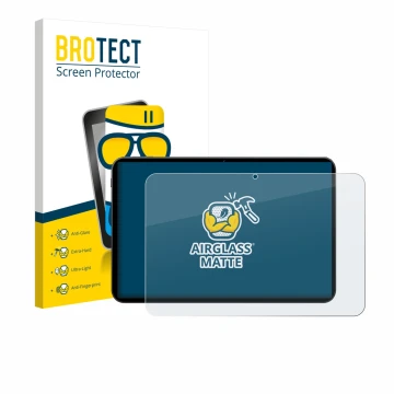 Parte frontal de un envase de producto con el logotipo de la marca BROTECT. Al lado se muestra el dispositivo Tabwee T60 PRO 1