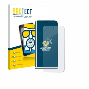Parte frontal de un envase de producto con el logotipo de la marca BROTECT. Al lado se muestra el dispositivo realme GT 8 Pro 